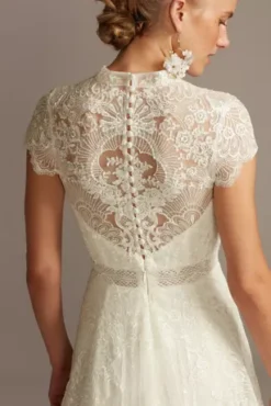 Embroidered Illusion Mock Neck Wedding Dress -Kelly Shop MS251205 IVORY MS PROD9 159