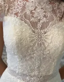 Embroidered Illusion Mock Neck Wedding Dress -Kelly Shop MS251205 PDP