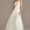 High Neck Illusion And Lace Godet Wedding Dress