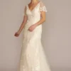 Soft Tulle Flutter Sleeve Mermaid Wedding Gown
