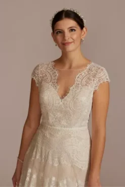 High Neck Cap Sleeve Lace A-Line Wedding Gown -Kelly Shop MS251253 IVYSTONE MS PROD1 082