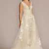 Organza A-Line Wedding Gown With Shirred Hem