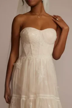 Strapless Chiffon A-Line Wedding Dress 5 Strapless Chiffon A-Line Wedding Dress -Kelly Shop MS251260 IVYSTONE MS PROD3 083