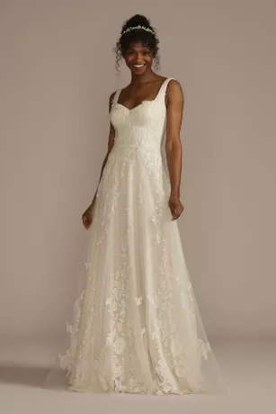 Sweetheart Tank Lace Applique A-Line Wedding Dress 1 Sweetheart Tank Lace Applique A-Line Wedding Dress
