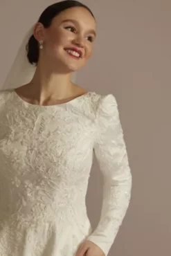 Long Sleeve Beaded Lace Modest Wedding Dress -Kelly Shop MSLCWG965 SOFTWHITE OLEG PROD2 061