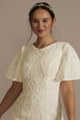 High Neck Lace Embellished Modest Wedding Dress 3 High Neck Lace Embellished Modest Wedding Dress - Image 3