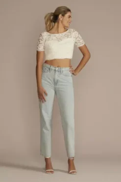 Short Sleeve Lace Topper -Kelly Shop OW2190 IVORY OTWR PROD7 017