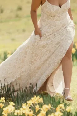 Recycled Floral Lace Spaghetti Strap Wedding Dress -Kelly Shop RWG4079 1 PDP Crop MAR16 1920x2880