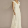 Recycled Lace Cap Sleeve V-Neck Wedding Dress