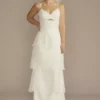 Recycled Chiffon Tiered Skirt Wedding Dress