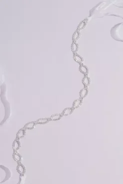 Linked Crystal Sash With Ribbon Tie