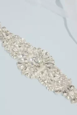 Shimmering Crystal Medallion Sash With Ribbon Tie -Kelly Shop S2093 SILVER SASH PROD3 7