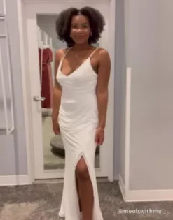 Ruched Skinny Strap Dress With Lace Slit -Kelly Shop SDWG0815 9SDWG0815