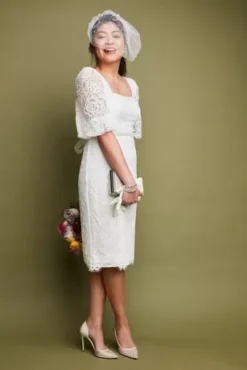 Lace Square Neck Mini Dress With Bubble Sleeves -Kelly Shop SDWG0913 PDP Crop APR9 1920x2880