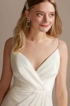 Hand-Pleated Spaghetti Strap Charmeuse Slip Dress -Kelly Shop SDWG0935 SOFTWHITE DBSTU PROD1 228