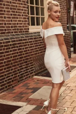 Short Off Shoulder Cuff Neckline Crepe Dress -Kelly Shop SDWG0978 2 PDP Crop JAN21 1920x2880