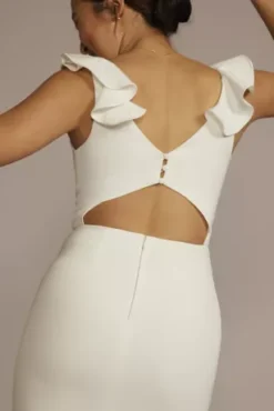 V-Neck Ruffle Short Dress With Open Back -Kelly Shop SDWG0997 SOFTWHITE DBSTU PROD3 0136