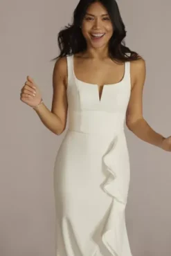 Crepe Tank Sheath Wedding Dress With Ruffle Skirt -Kelly Shop SDWG1052 SOFTWHITE DBSTU PROD1 081