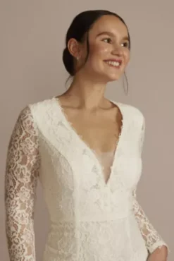 Long Sleeve Illusion V-Neck Short Dress -Kelly Shop SDWG1058 SOFTWHITE DBSTU PROD1 V2 037