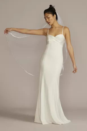 Satin Crepe Empire Sheath Wedding Dress 1 Satin Crepe Empire Sheath Wedding Dress