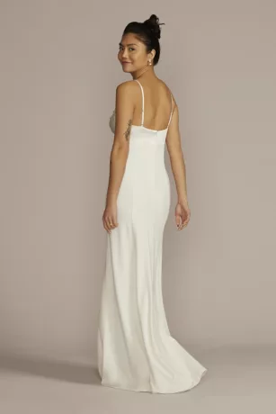 Satin Crepe Empire Sheath Wedding Dress 2 Satin Crepe Empire Sheath Wedding Dress - Image 2