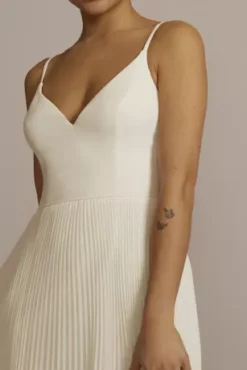 Pleated Spaghetti Strap A-Line Wedding Dress -Kelly Shop SDWG1088 IVORY DBSTU PROD3 097