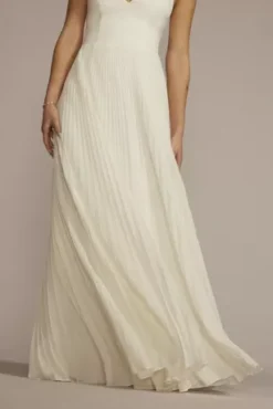 Pleated Spaghetti Strap A-Line Wedding Dress -Kelly Shop SDWG1088 IVORY DBSTU PROD3 136