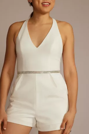 Beaded Crystal Strap V-Neck Romper 3 Beaded Crystal Strap V-Neck Romper - Image 3