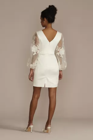 Floral Applique Long Sleeve Satin Mini Dress 2 Floral Applique Long Sleeve Satin Mini Dress - Image 2