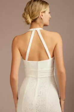 Allover Lace Halter Neck Sheath Wedding Dress -Kelly Shop SDWG1180 SOFTWHITE DBSTU PROD4 122