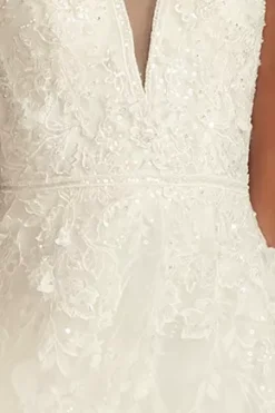 Cap Sleeve 3D Floral Lace Open Back Wedding Dress -Kelly Shop SLCWG907 IVORY OLEG PROD3 396