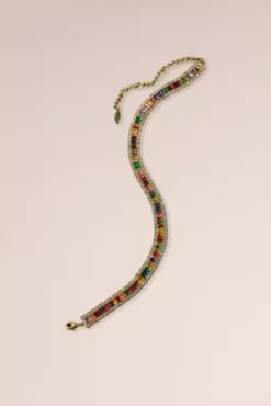 Multicolor Cubic Zirconia Choker Necklace -Kelly Shop SP23NDMJ18916 MULTI FRONT