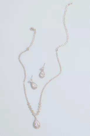 Teardrop Crystal Necklace And Earring Set 1 Teardrop Crystal Necklace And Earring Set