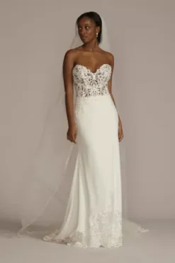 Lace Sheer Beaded Bodice Wedding Dress