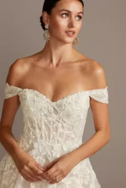 Floral Tulle Wedding Dress With Removable Sleeves -Kelly Shop SWG834 IVYCSHMR SIG PROD9 179