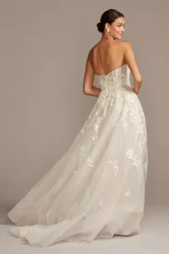 Floral Tulle Wedding Dress With Removable Sleeves -Kelly Shop SWG834 IVYCSHMR SIG PROD9 373