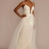 Sequin Applique Wedding Dress With Removable Train