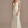 Petite Sheath Wedding Dress With Beaded Swag Back