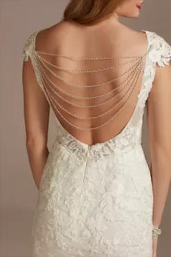 Petite Sheath Wedding Dress With Beaded Swag Back -Kelly Shop SWG884 IVORY SIG PROD1 188