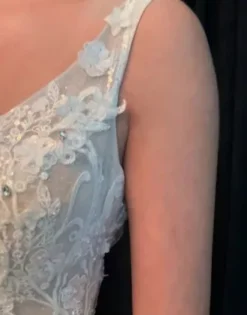 Beaded Lace 3D Floral Plunge Tulle Wedding Dress -Kelly Shop SWG897 PDP