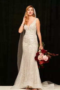 Horsehair Trim Beaded Lace Low Back Wedding Dress -Kelly Shop SWG900 PDP Crop JUNE15 1920x2880