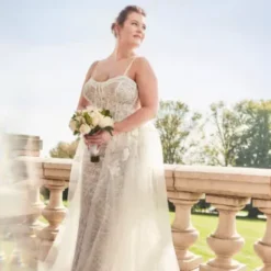 Lace Sheath Wedding Gown With Overskirt -Kelly Shop SWG916 IVYBISQUE SIG SPRING 22 0112