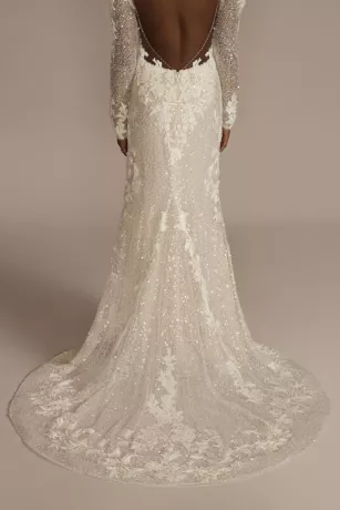Pouf Shoulder Beaded Sheath Wedding Dress 4 Pouf Shoulder Beaded Sheath Wedding Dress - Image 4
