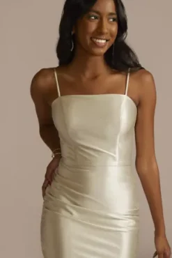 Short Glitter Stretch Satin Lace-Up Sheath -Kelly Shop TI3JA151 MCHAMP JRPRTY PROD2 144