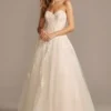 Embroidered Lace Applique Ball Gown Wedding Dress
