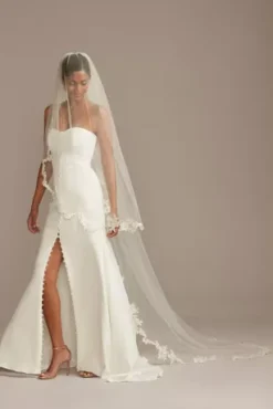 Corded Lace Edge Fingertip Veil -Kelly Shop V402 MIVORY VLS OM PROD11 122