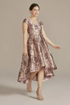 Floral Brocade High-Low A-Line Dress