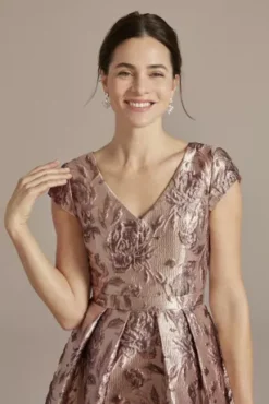 Floral Brocade High-Low A-Line Dress -Kelly Shop VCRS1482 MMAUVE MOB PROD1 092