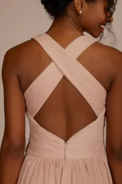 Mesh Long Bridesmaid Dress With Crisscross Back -Kelly Shop W10974 SAND BM PROD9 V2 135 detail2