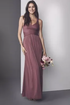 Mesh Long Bridesmaid Dress With Crisscross Back -Kelly Shop W10974 ZZZ4